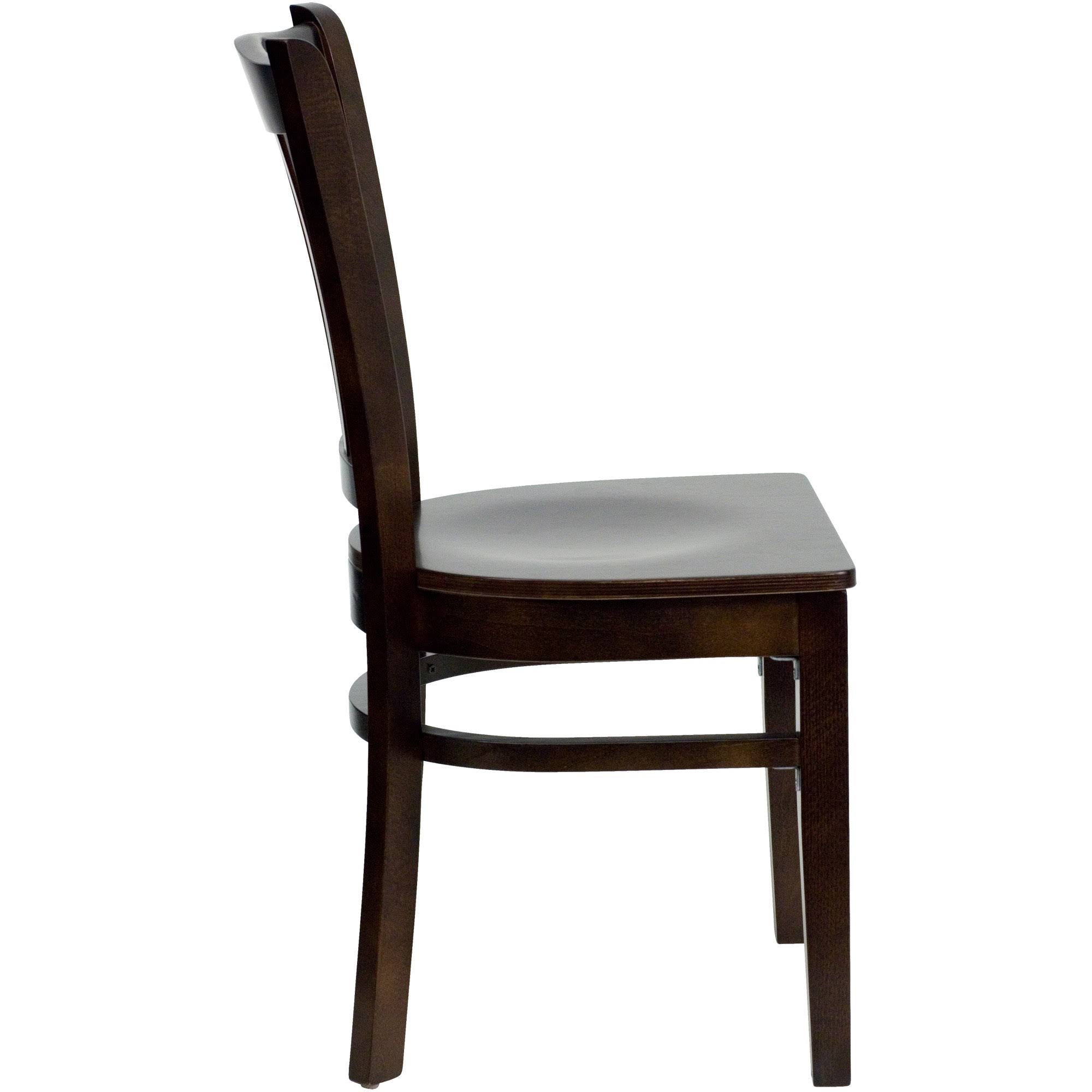 Vertical Slat Back Walnut Wood Restaurant Chair K91618
