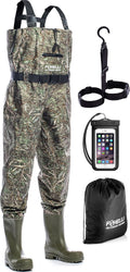 Camo Chest Waders with Boots, 2-ply Nylon/PVC Waterproof Bootfoot Waders G96365