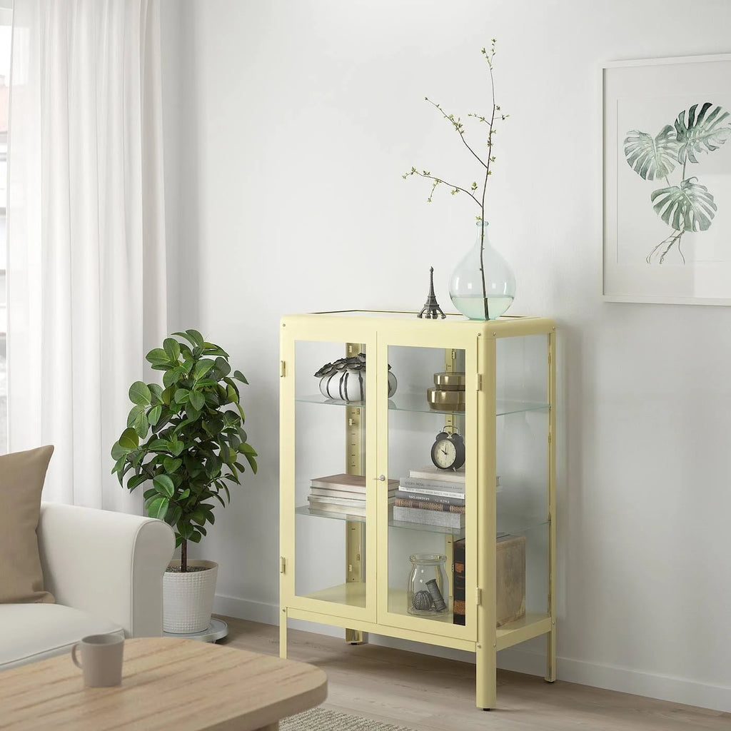 Light Yellow Glass-Door Cabinet C3239