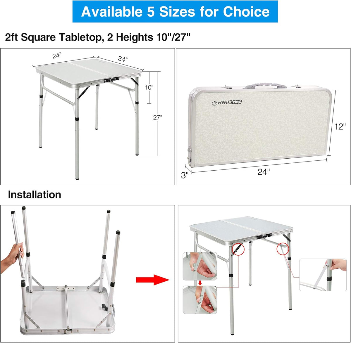 Folding Camping Table, 3ft Portable Aluminum Outdoor Table H861