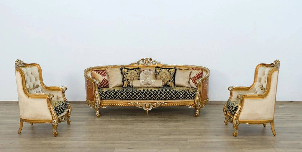 Black & Silver Gold Sofa Set 3 L577