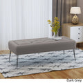 Grey Rectangle Tufted Fabric Ottoman Bench P2179