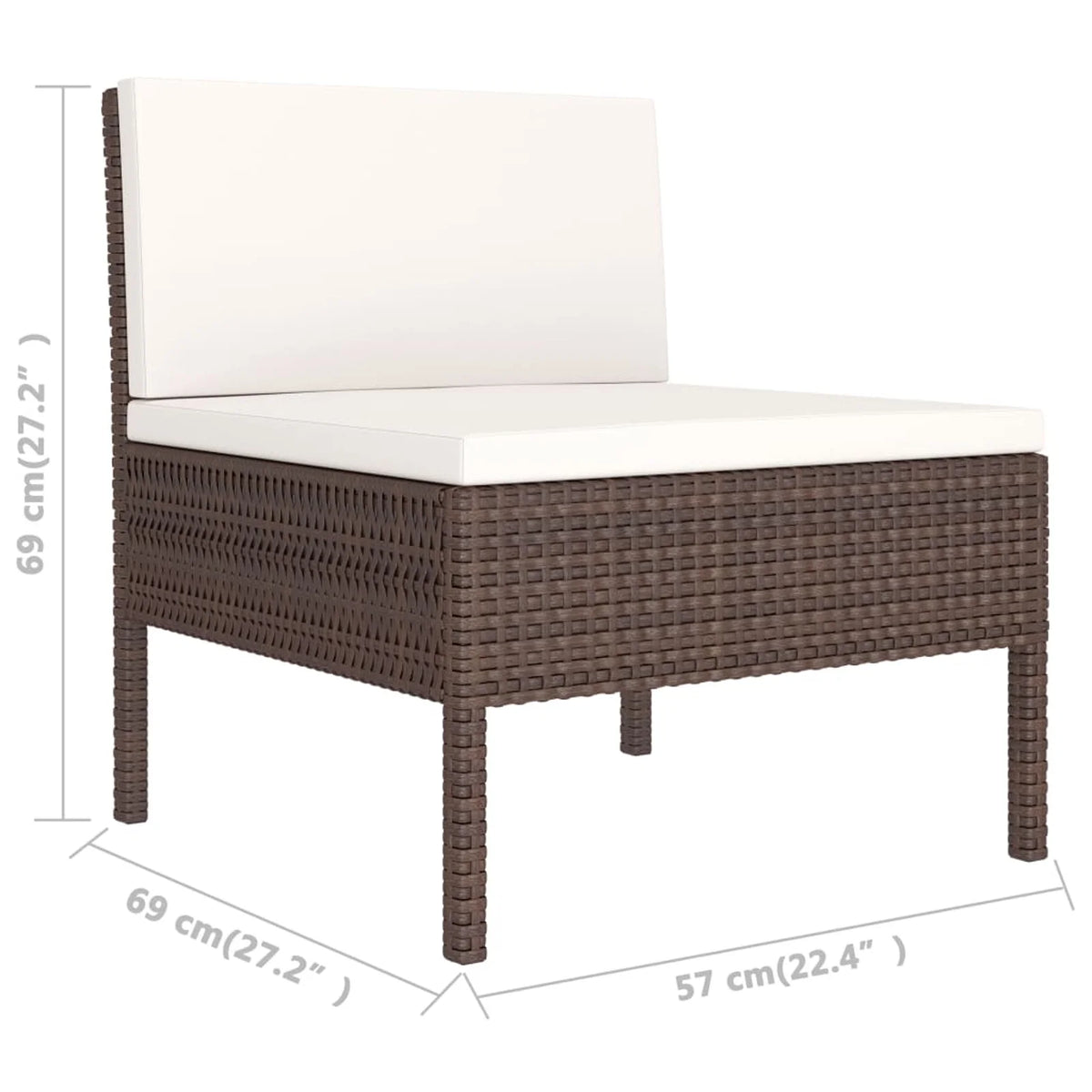 3 Piece Poly Rattan Outdoor Sectional Sofa Set with Cushions Steel Frame X1003
