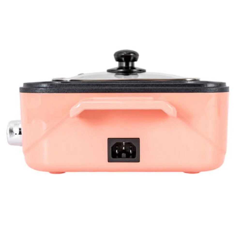 2 in 1 Non-Stick Electric BBQ Grill Hot Pot Griddle Pan Pink X122406