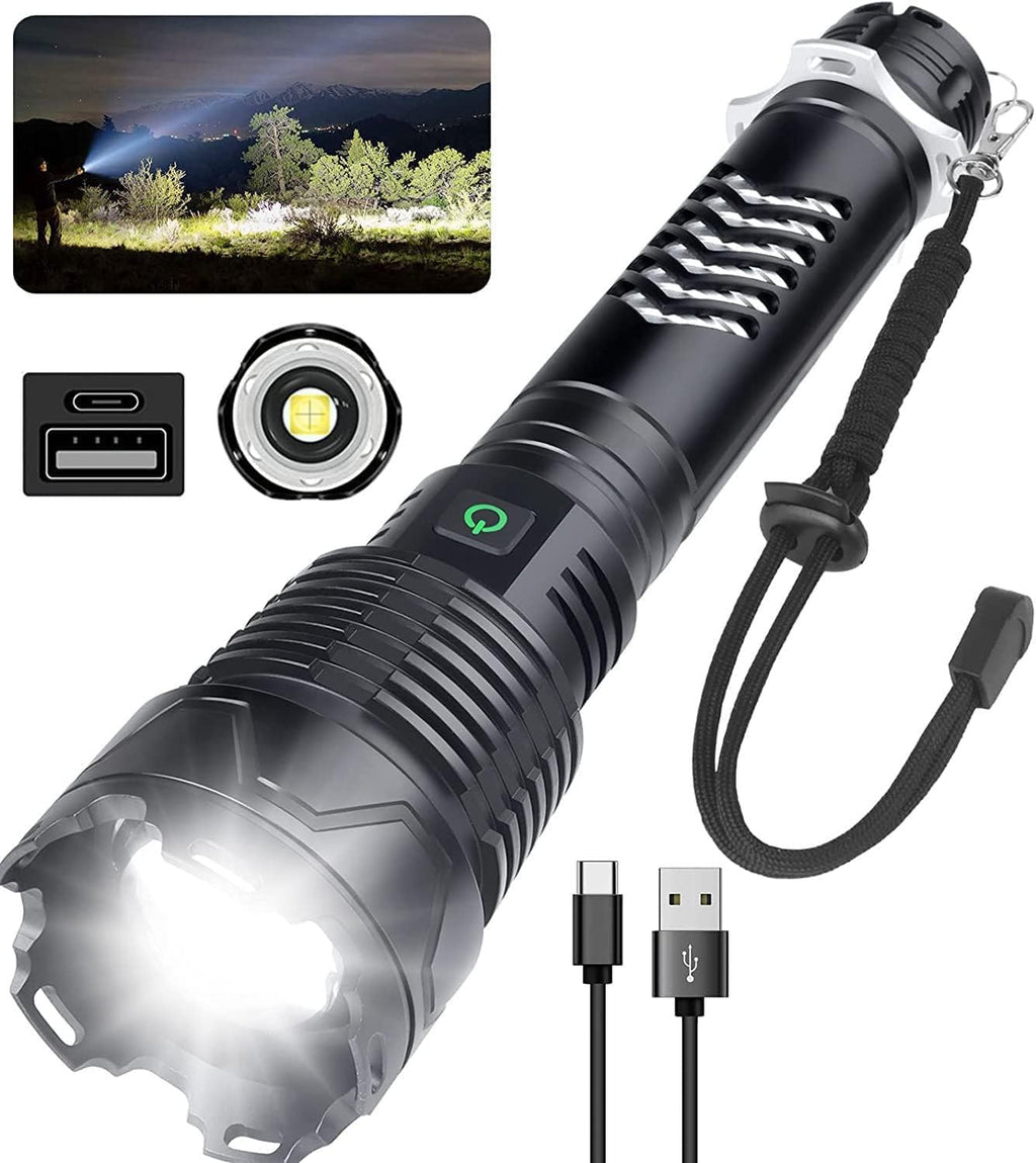 Rechargeable LED Tactical Flashlight, 120000 Lumen, USB Fast Charge, IPX6 Waterproof Y4581