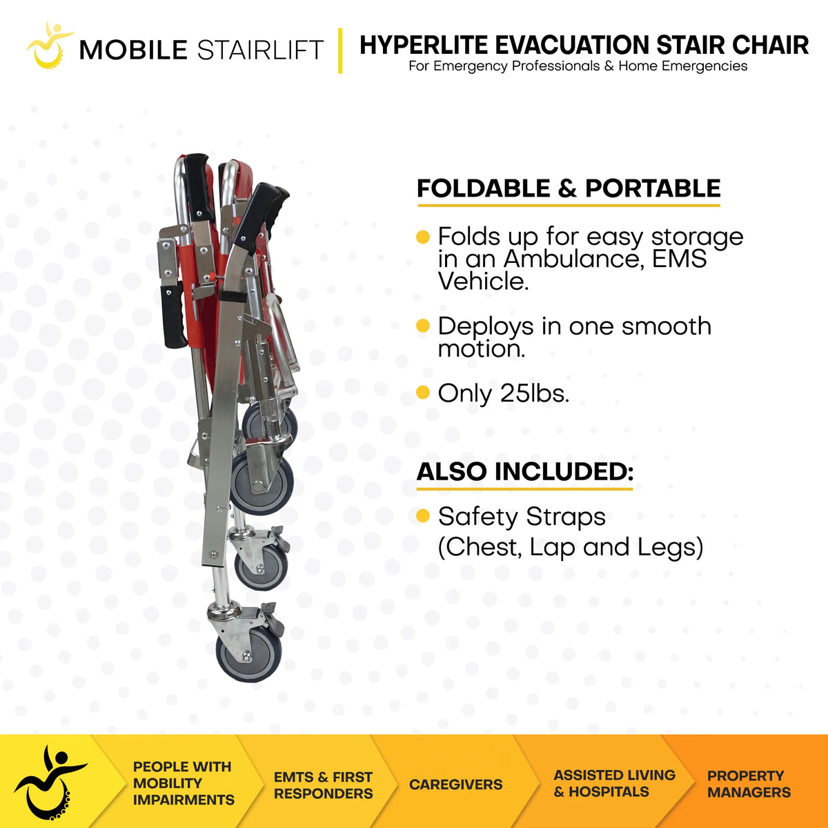 Foldable Medical Stair Chair for Emergency Transport V360