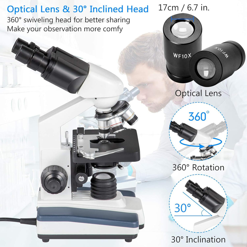 40X-2000X LED Digital Compound Microscope with 3MP Camera W8132