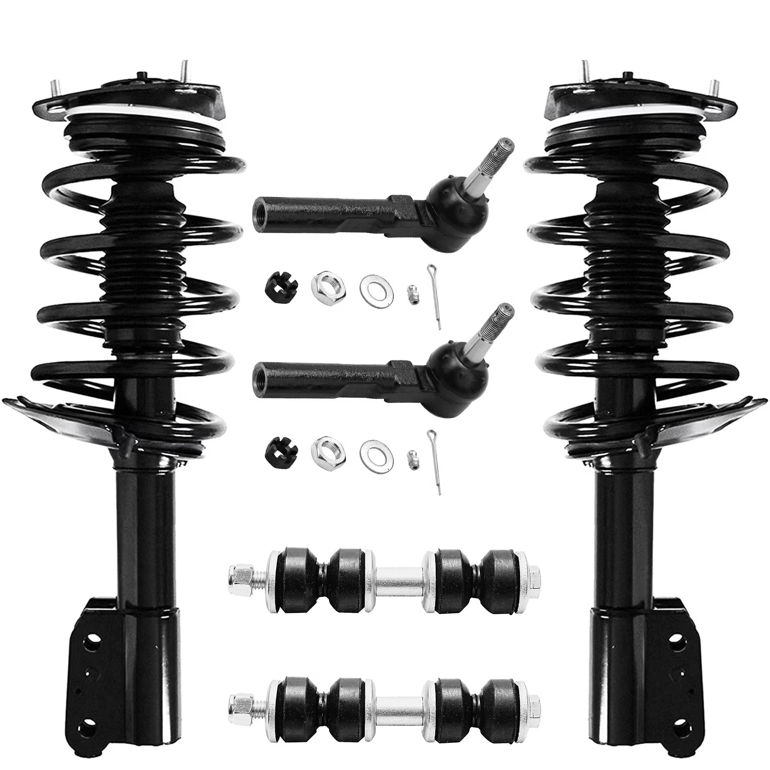 Front Struts with Coil Spring Sway Bars and Outer Tie Rods 6pc Set U29148