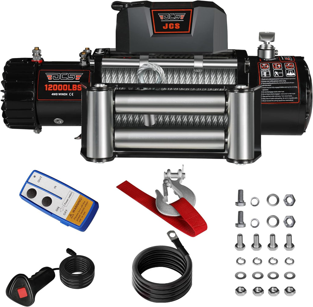 12000 lb 12V Electric Winch with Steel Wire Cable and Wireless Remote S77278