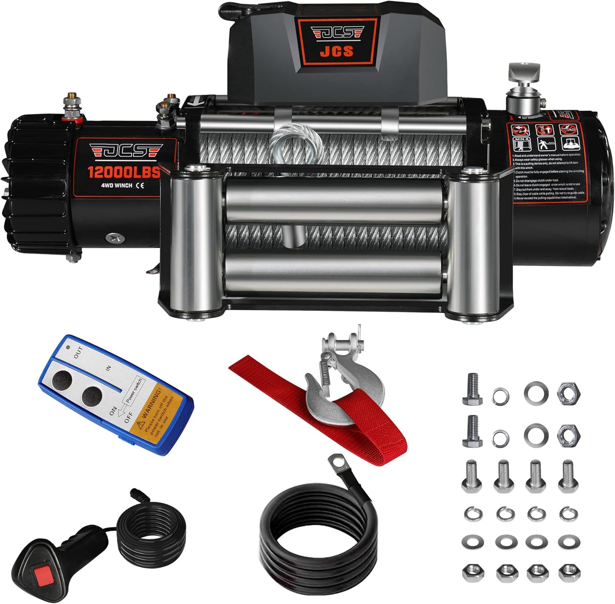 12000 lb 12V Electric Winch with Steel Wire Cable and Wireless Remote S77278