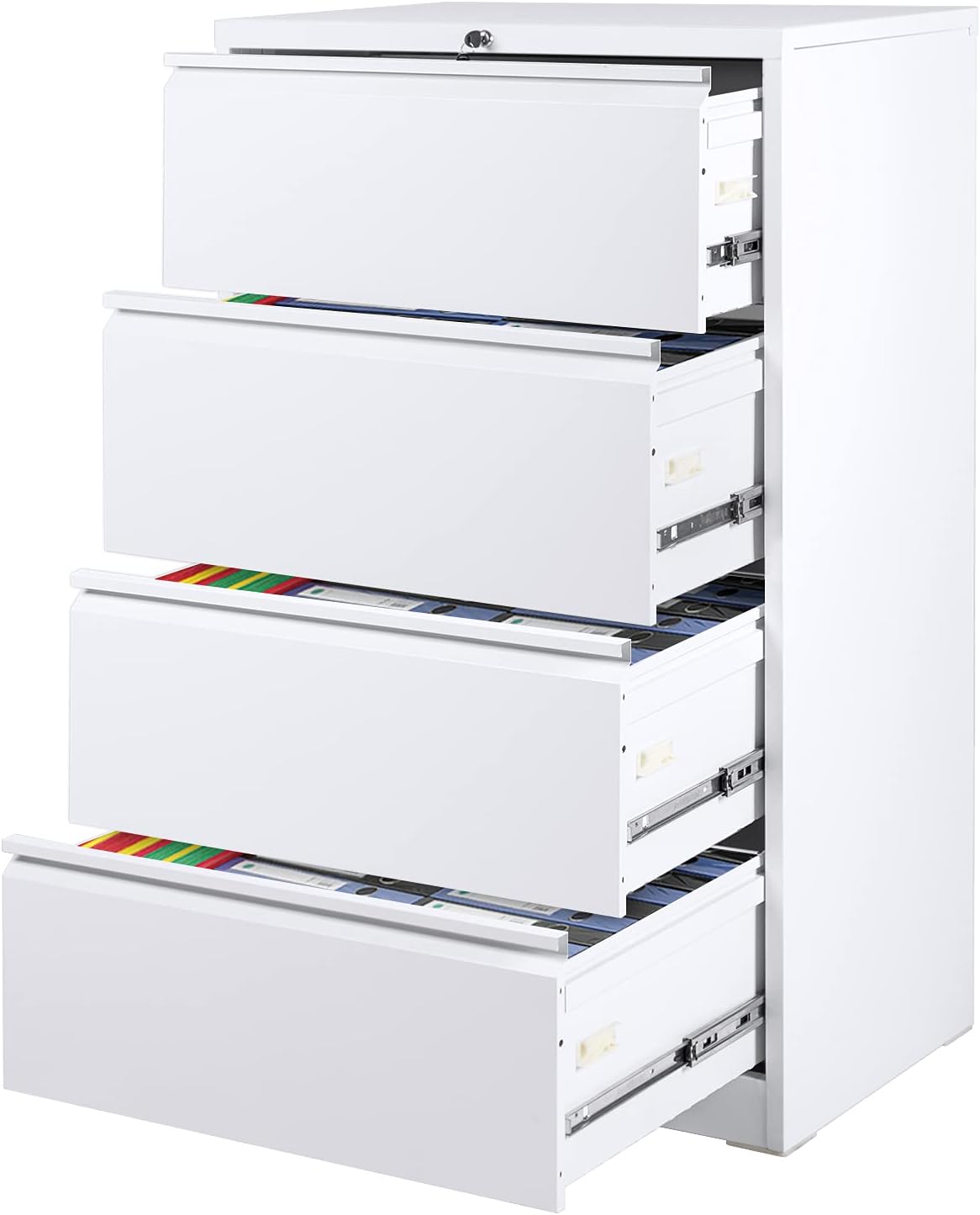 Black 4 Drawer Steel Lateral Filing Cabinet with Lock T82135