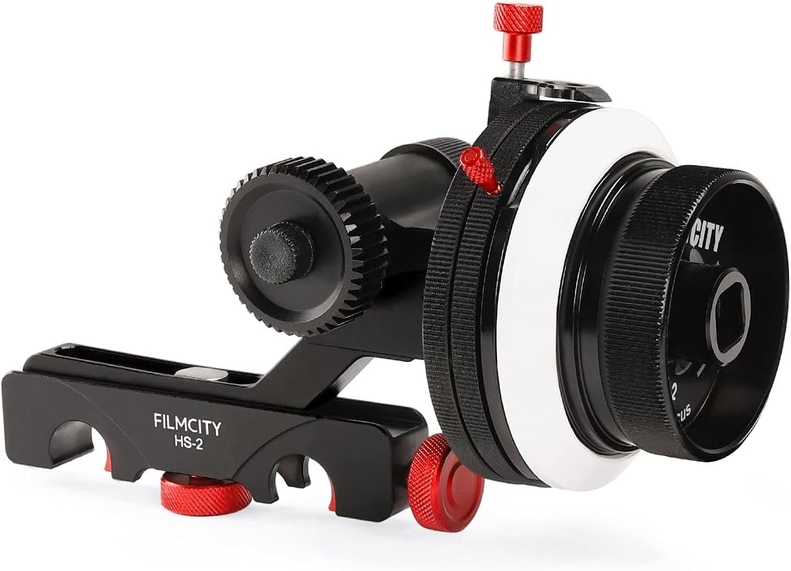 Follow Focus with A/B Hard Stops, Flexible Gear Belt & Speed Crank for 15mm Rod Support C854