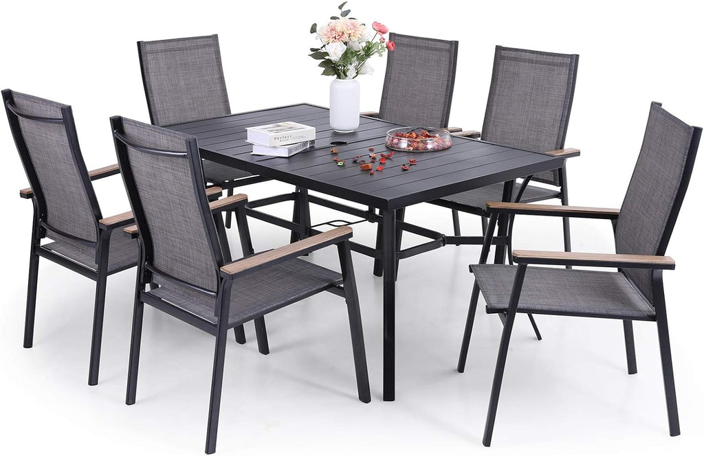 7 Piece Aluminium Patio Dining Set with Stackable Chairs M62271