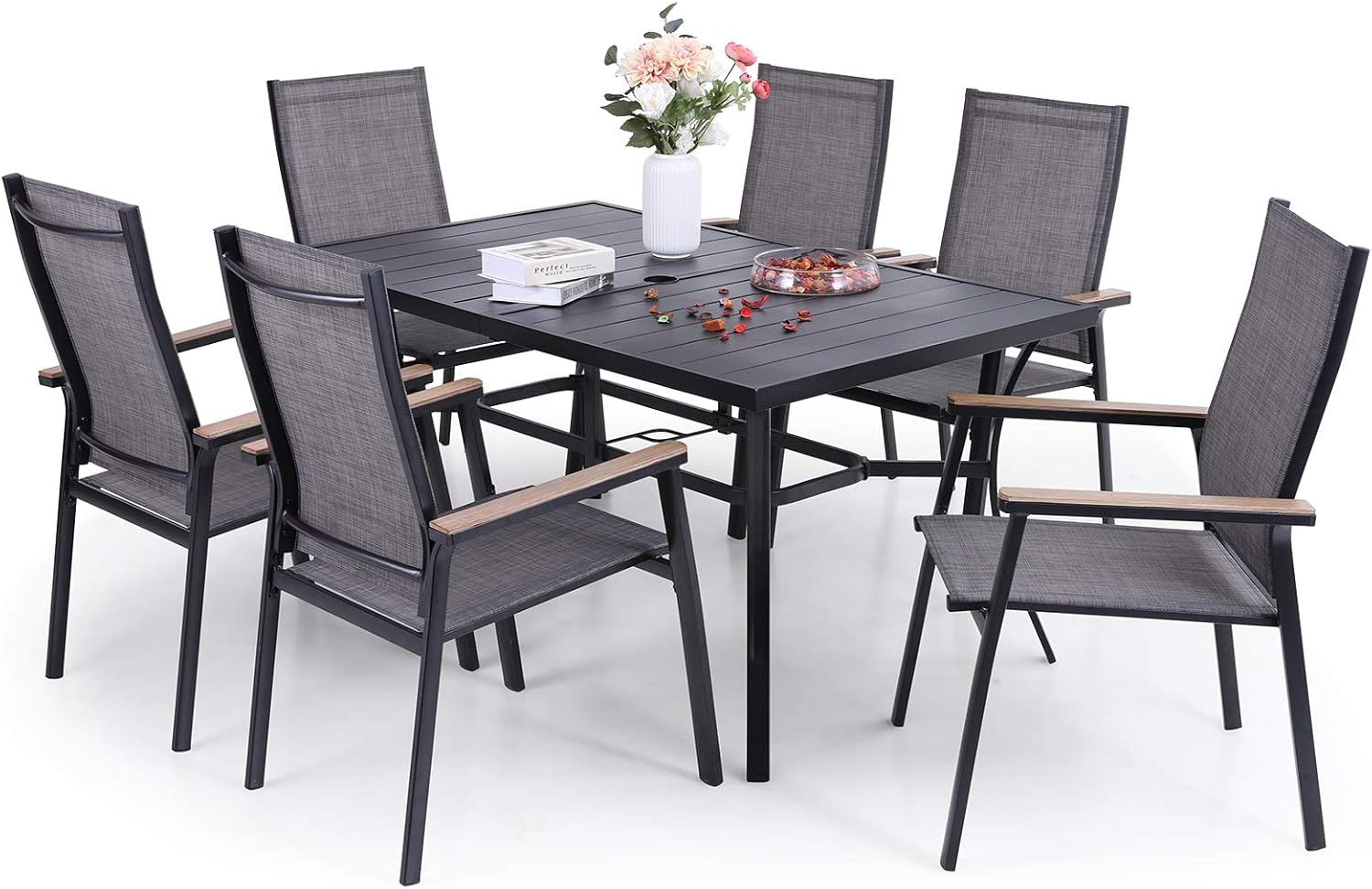 7 Piece Aluminium Patio Dining Set with Stackable Chairs M62271