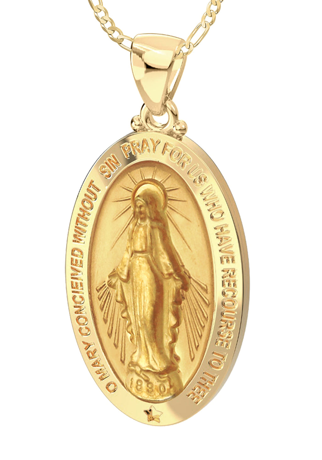 14K Yellow Gold Oval Pendant Necklace F6529