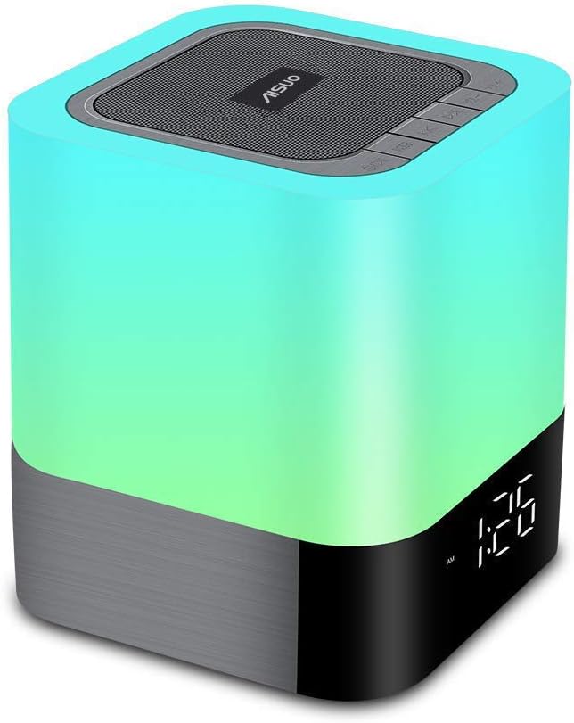 5 in 1 Bedside Lamp with Bluetooth Speaker, Digital Calendar Alarm Clock, Touch Control, Music Player I35298