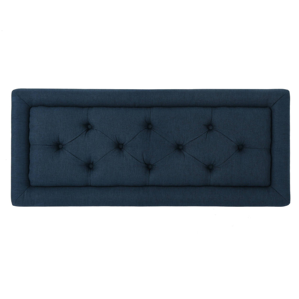 Grey Rectangle Tufted Fabric Ottoman Bench P2179