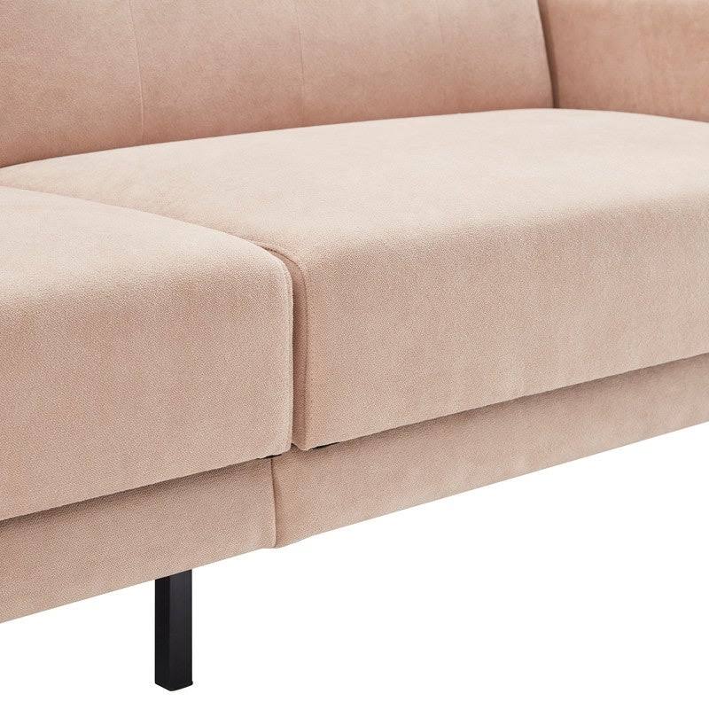 Beige Linen Fabric Folding Futon Sofa Bed with Metal Leg Z3048