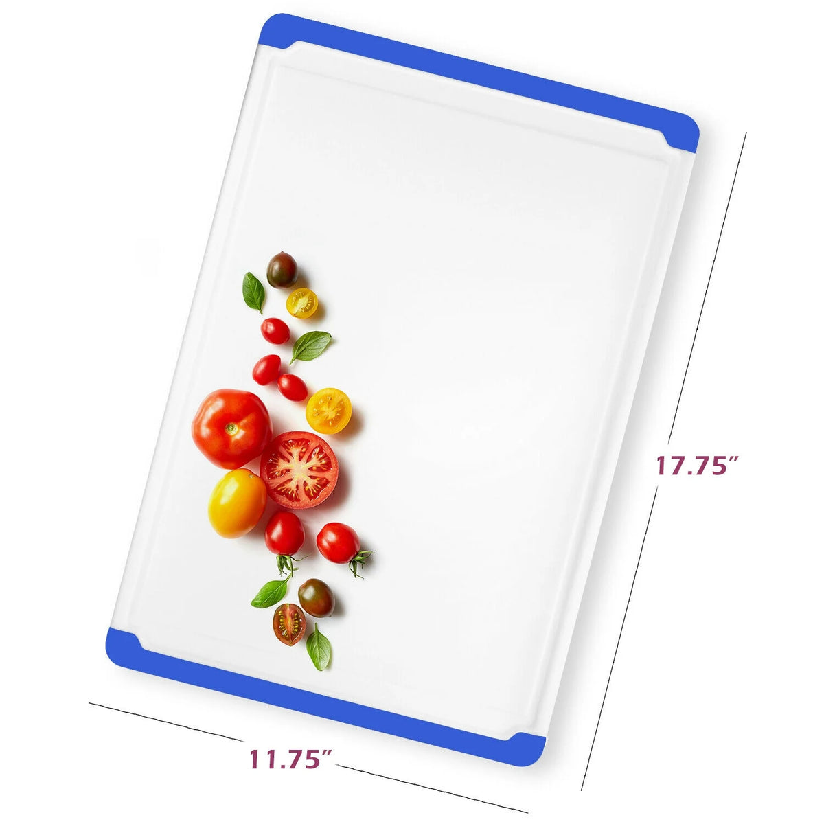 Blue Plastic Cutting Board with Drip Grooves W64858