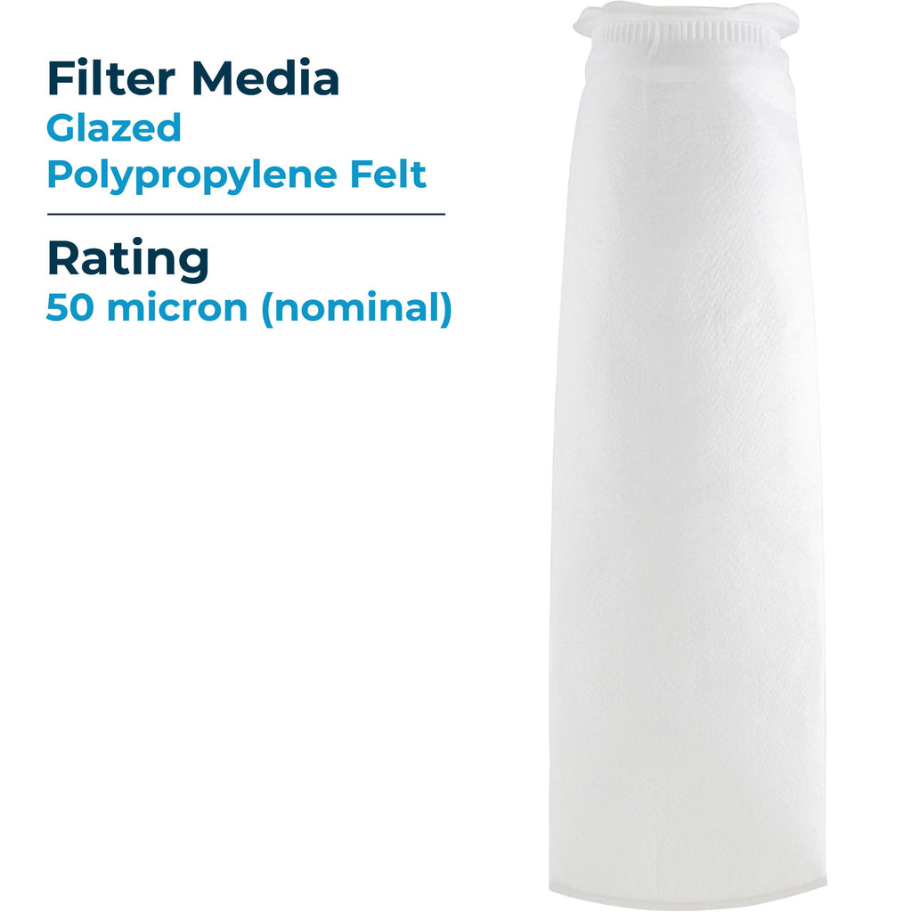 50 Micron Glazed Polypropylene Felt Liquid Bag Filter (Case of 40) F284723