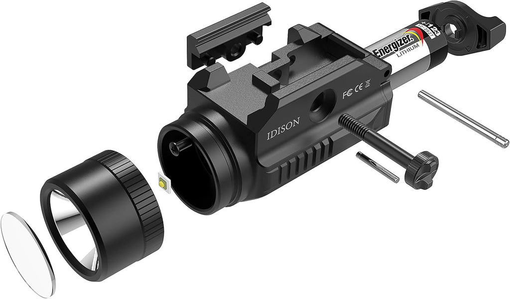 Tactical Flashlight 1200-Lumens Rail Mounted Compact Pistol Light with Cree XML2 LED 2 x CR123A Lithium Batteries L3980