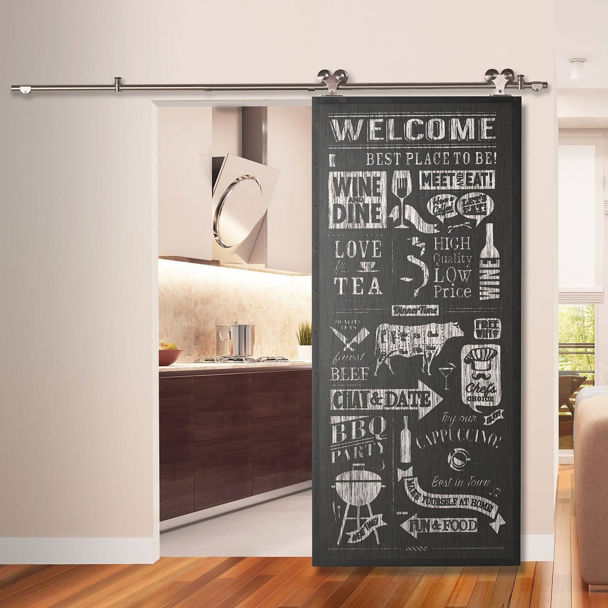 Bistro Chalkboard and Steel Barn Door Slab 33 in. J97958