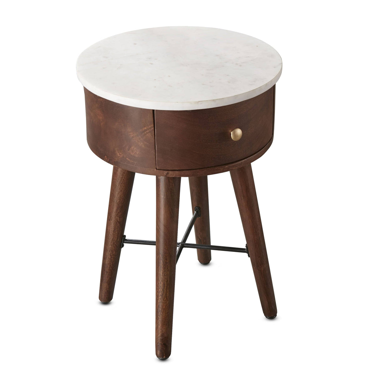 White and Brown Cherry Round End Table R238