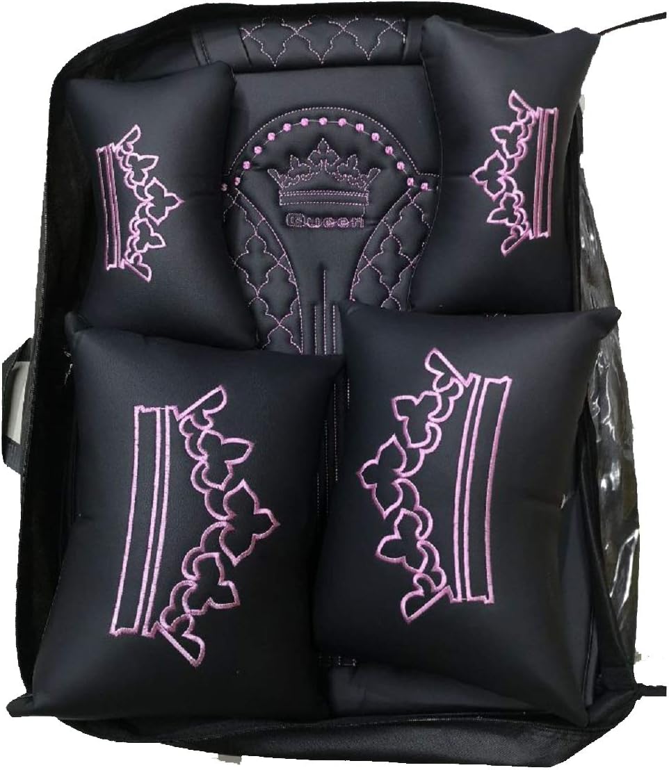 Luxury Black-Pink Car Seat Covers 5 Seats Full Set K351922