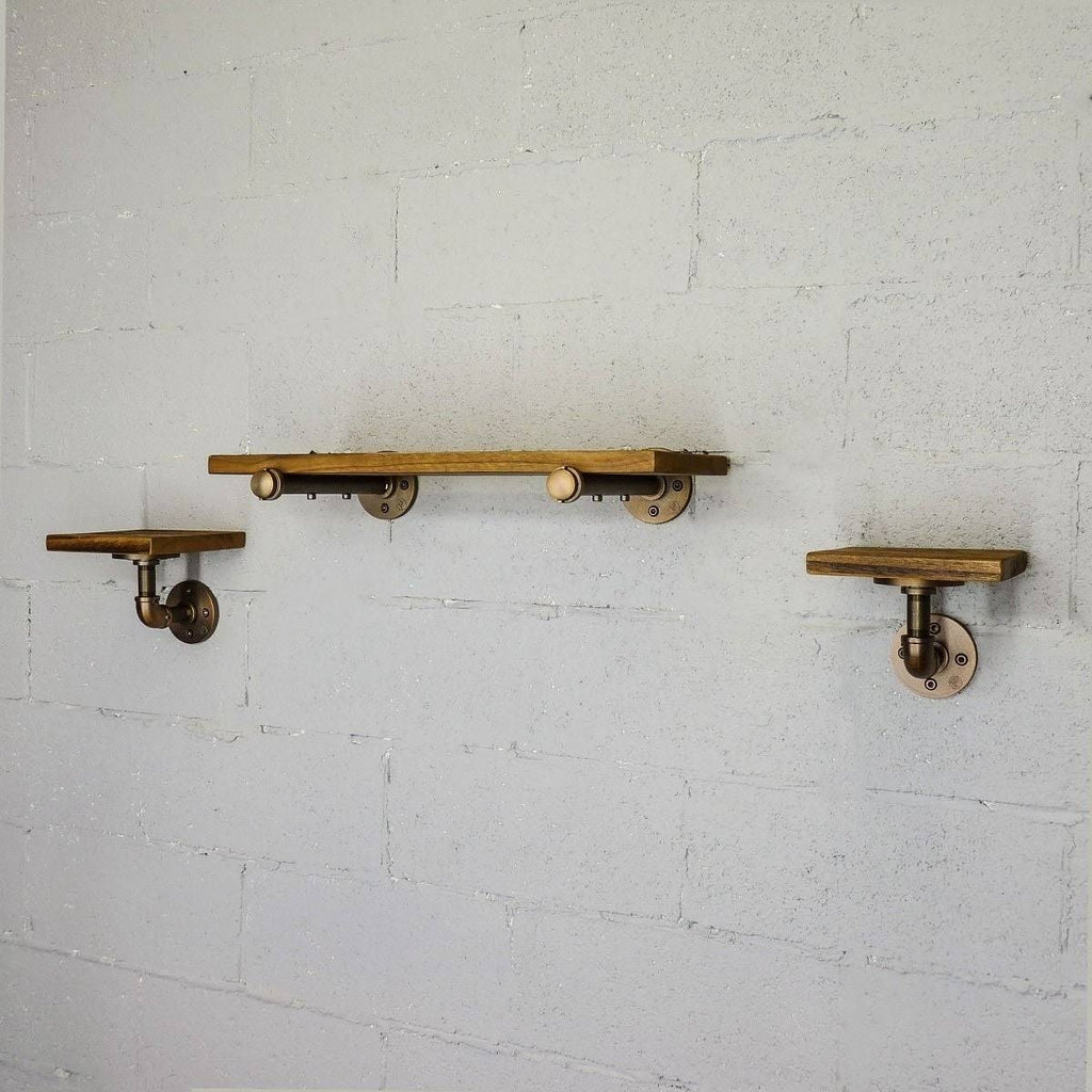 Set of 3 Farmhouse Industrial Wall Shelf T81806