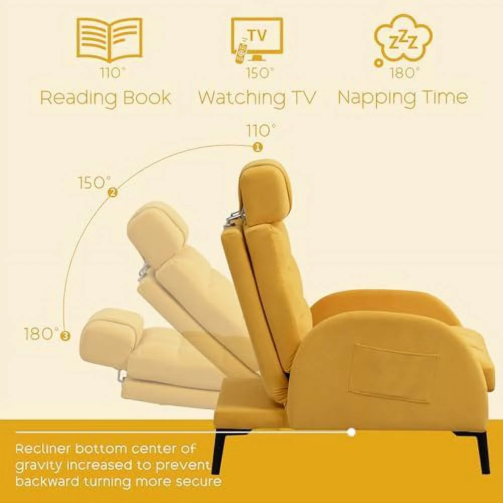 Yellow Velvet Accent Chair with Ottoman X97467
