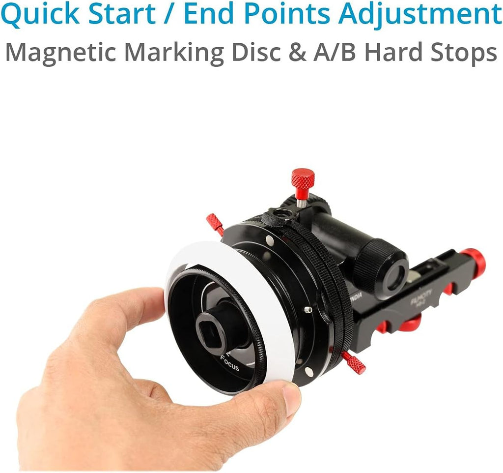 Follow Focus with A/B Hard Stops, Flexible Gear Belt & Speed Crank for 15mm Rod Support C854