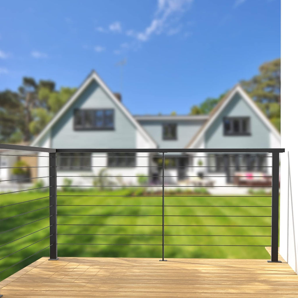 Black Stainless Steel Surface Mount Cable Railing Post 36"x2"x2" 2Pack H37834