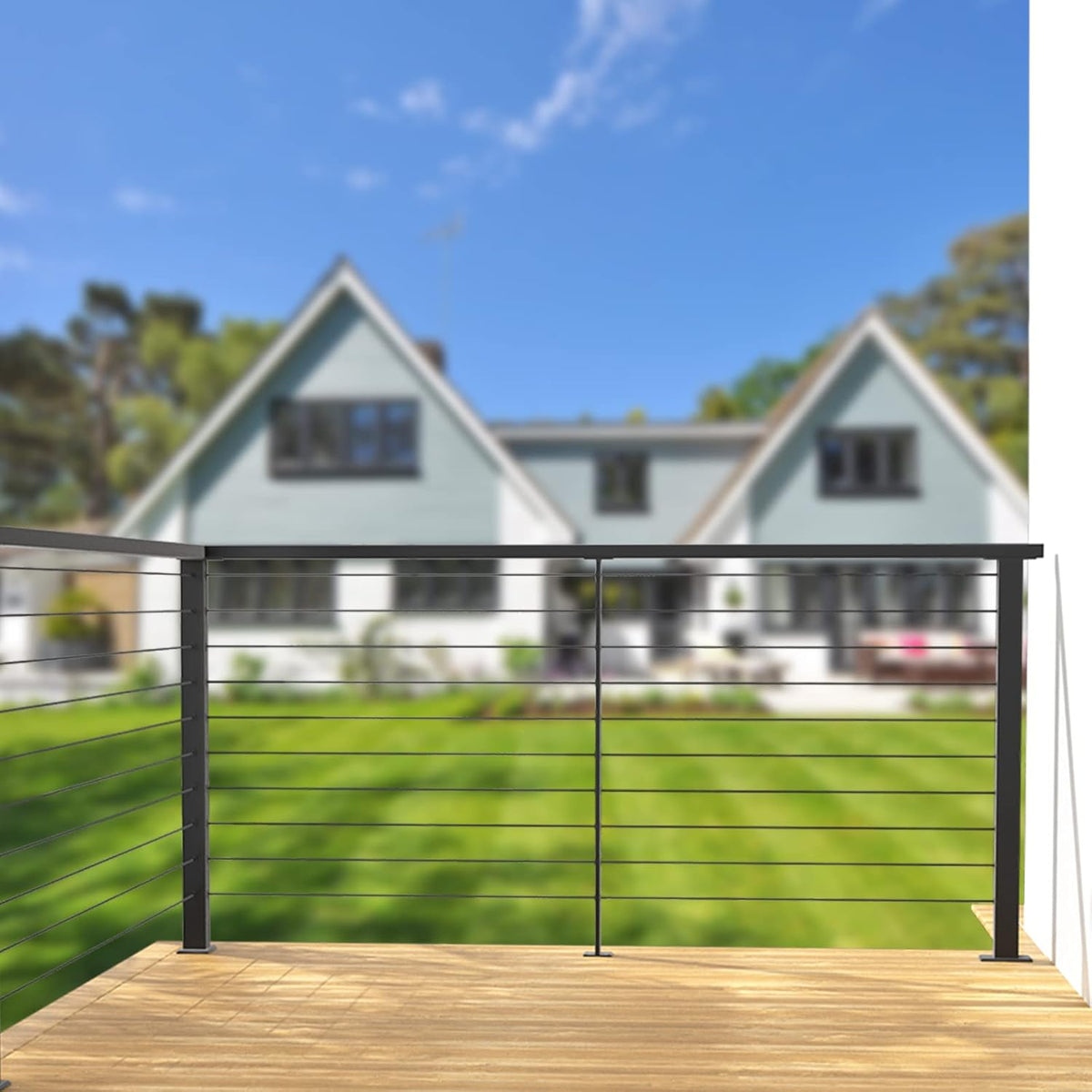 Black Stainless Steel Surface Mount Cable Railing Post 36"x2"x2" 2Pack H37834