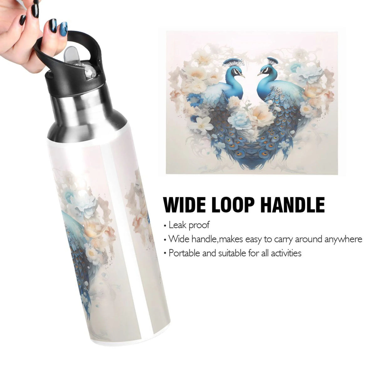 Stainless Steel Insulated Water Bottle with Straw Lid U58980