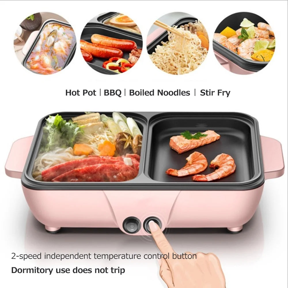 2 IN 1 Electric Grill Pan Hot Pot Barbecue Machine P2048