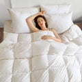 White 90 x 90 Inch Queen Size Down Comforter with Cotton Cover U7831