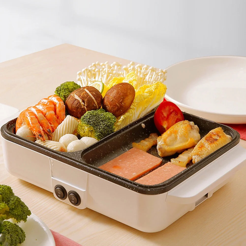 2 IN 1 Electric Grill Pan Hot Pot Barbecue Machine P2048