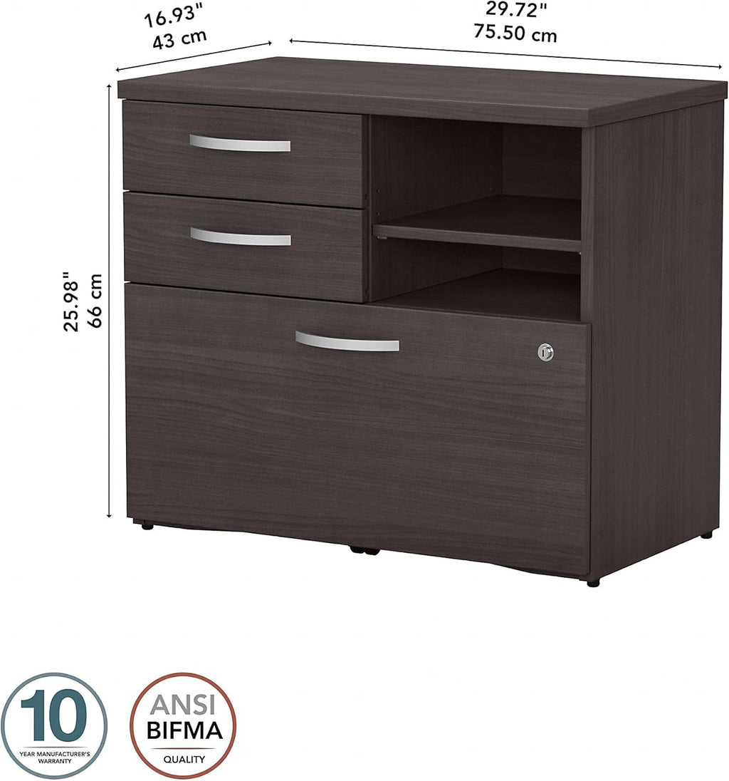 Storm Gray Office Storage Cabinet with Drawers and Shelves X7408