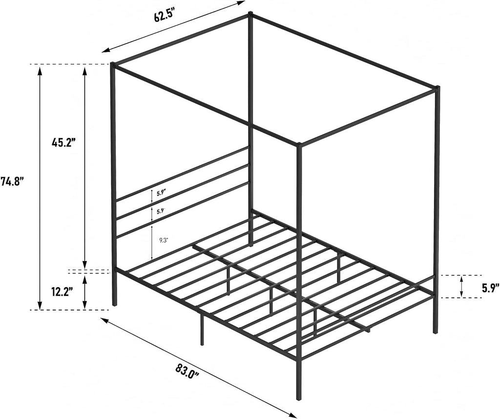Queen Metal Canopy Bed Frame K510