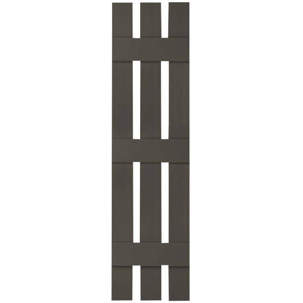12 inch x 76 inch Vinyl Board-n-Batten Shutters, Musket Brown O93408