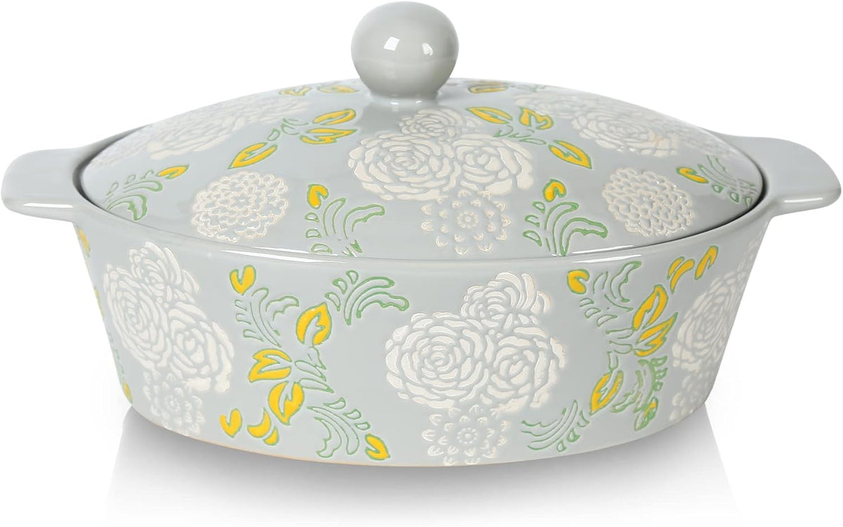 Red Oval Ceramic Casserole Dish with Cover U586237