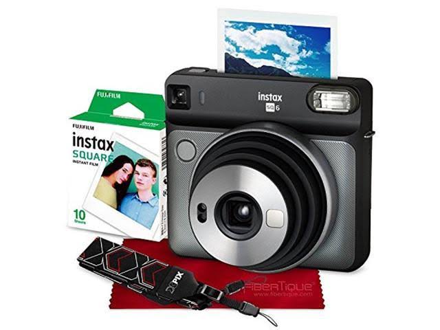 Graphite Gray Instant Film Camera with 20 Sheets Film and Camera Strap V975733