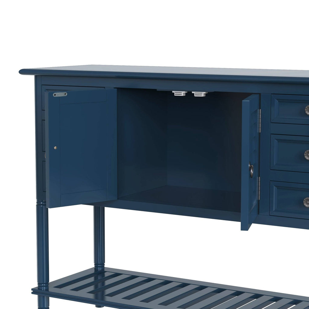 Green Console Table with 6 Drawer 1 Cabinet 1 Shelf T295