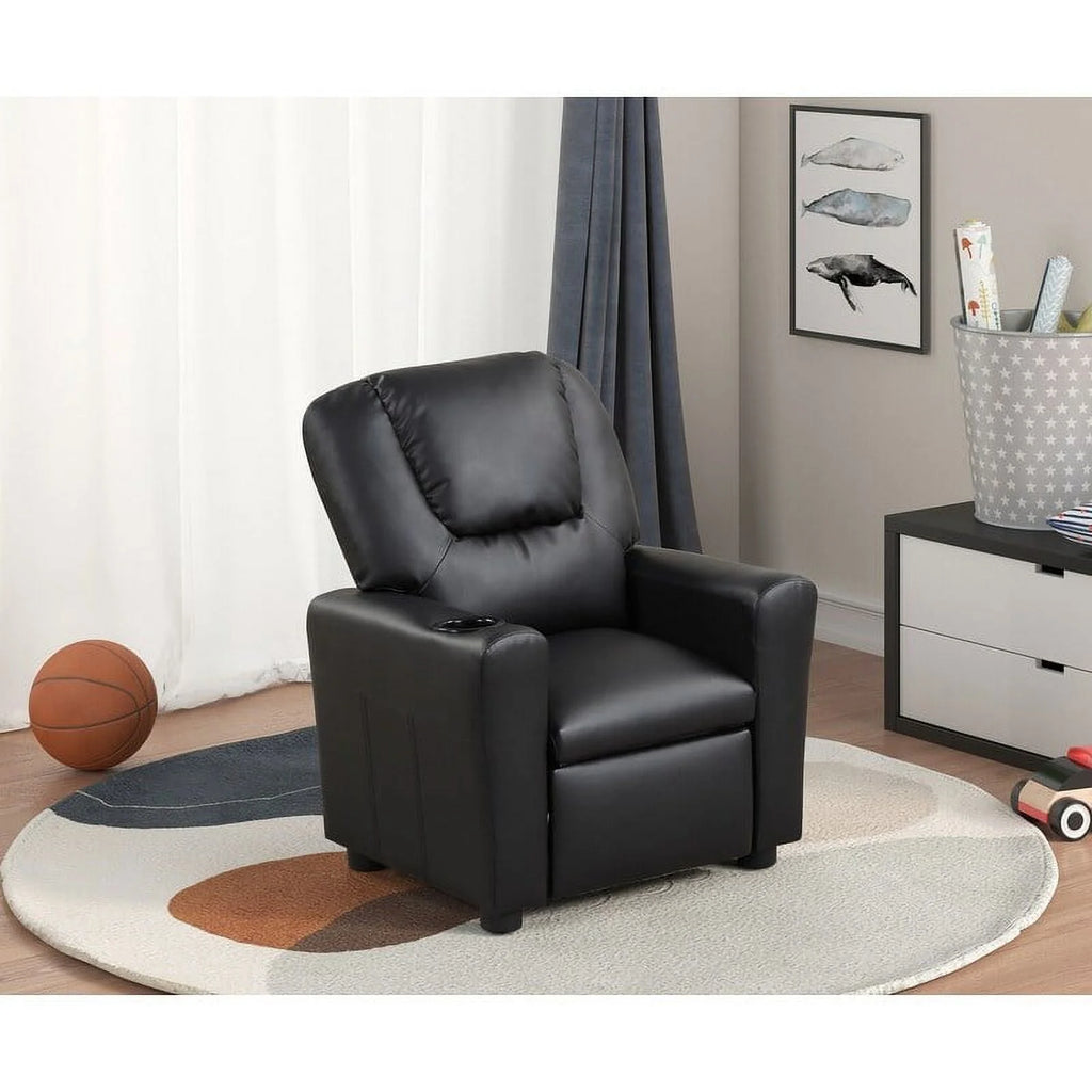 Yellow PU Leather Kids Recliner Chair with Cup Holder M80146