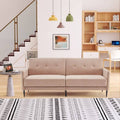 Beige Linen Fabric Folding Futon Sofa Bed with Metal Leg Z3048