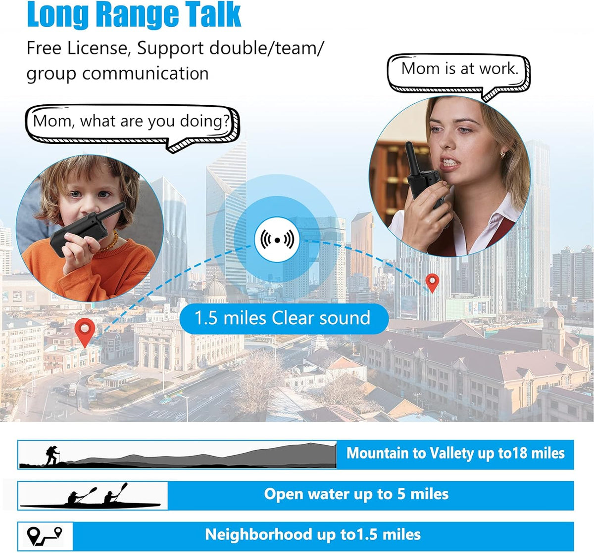 4 Pack Long Range Two-Way Radios Rechargeable Walkie Talkies O850077