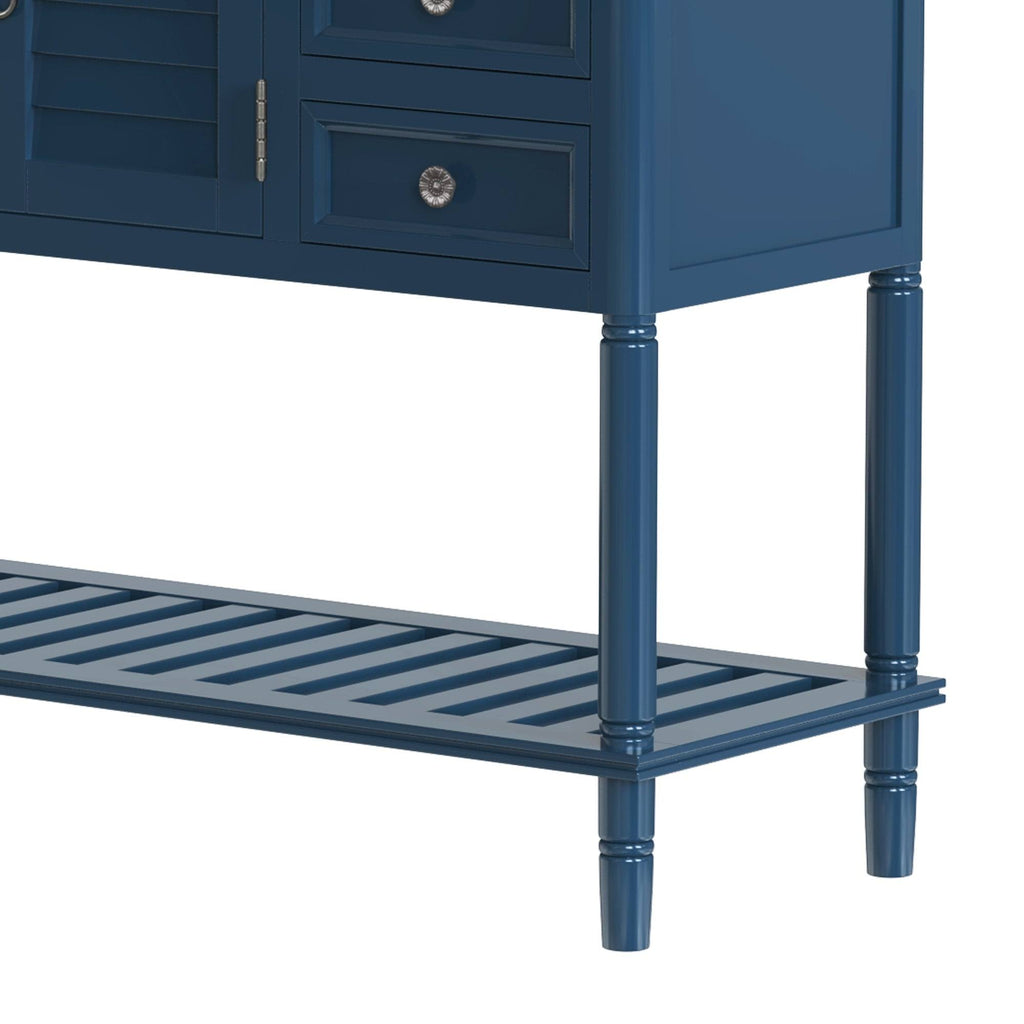 Green Console Table with 6 Drawer 1 Cabinet 1 Shelf T295