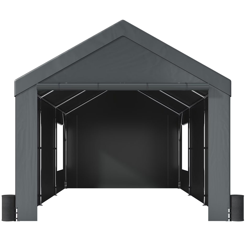 10 x 20 Feet Carport Canopy with Side Walls and Windows T18443