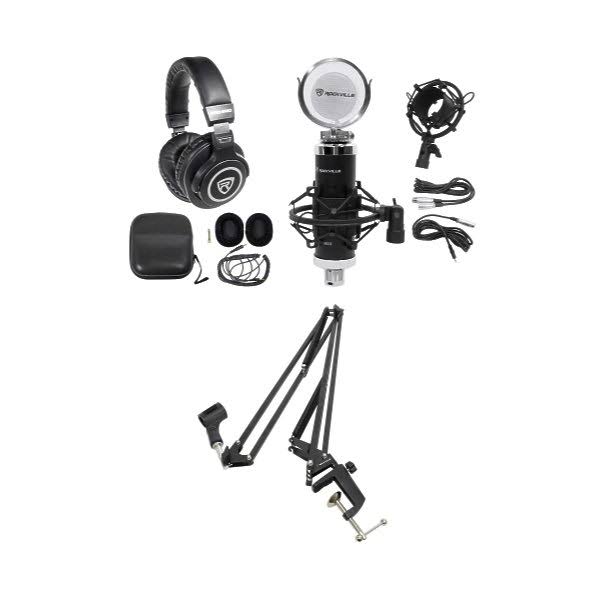 Podcast Interview Microphone with Stand Boom Arm and Headphones A752162