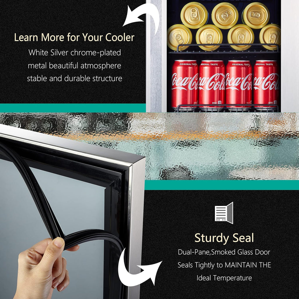 15 inch Beverage Cooler Refrigerator with Stainless Steel Door, 96 Cans Capacity P49895